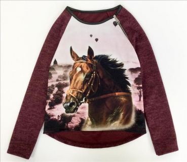 Pferde Langarmshirt bordeux