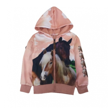Sweatjacke Pferde rosa