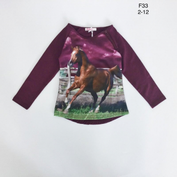 Pferd Langarmshirt bordeux