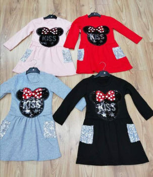Maus Kleid mit Wendepailletten rot / grau