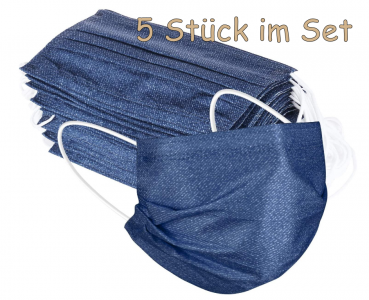 Einmal-Mundschutz Jeansoptik 5 Stück