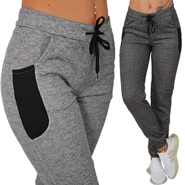 Jogger Style dunkelgrau 3 Fesche - - Mode Käsehoch Süßer Hose *