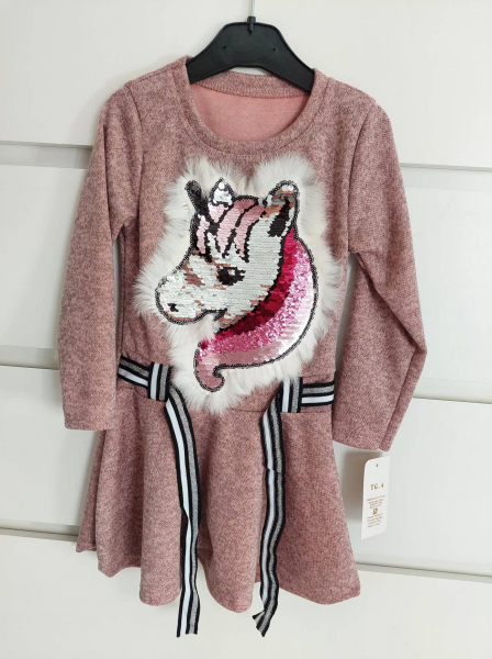 Einhorn Sweaterkleid altrosa
